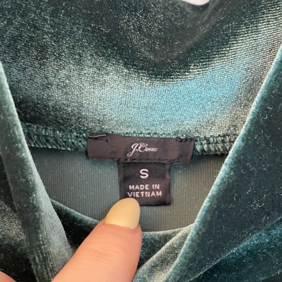 J. Crew Hunter Green Velvet Mockneck Top - Picture 4 of 8